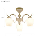 GobekUsa White Opaline Glass Cone Ceiling Lamp - 6-Light Semi Flush Chandelier in Countryside Style - 18.5"/24.5" Width