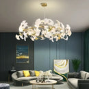 GobekUsa Ginkgo Chandelier Villa Duplex Pendant Light for Living Room & Hotel Lobby