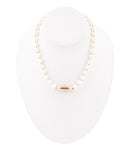 White Pearl Golden Beaded Strand Necklace