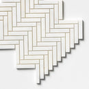 White Pearl Honed Herringbone 5/8x3 Marble Mosaics 10 7/16x12 13/16