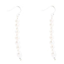 White Pearl Linear Sterling Silver Drop Earrings