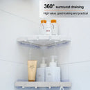 White plastic corner bathroom shelf organizer caddy with hooks bathroom by Decorbites
