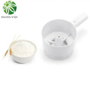 White plastic electric flour sifter shaker kitchen measuring cup by Decorbites