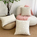 White plum blossom butterfly cushion cover living room tasseled pillow by Decorbites