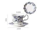 White porcelain classic blue & gold tea cup set dining room scalloped by Decorbites