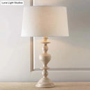 GobekUsa White Resin Base Fabric Nightstand Lamp with Classic Tapered Design