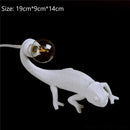 White resin chameleon night light – bedroom reading lamp by Decorbites