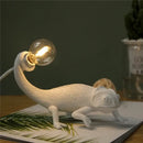 White resin chameleon night light – bedroom reading lamp by Decorbites