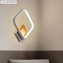 GobekUsa White Rhombus Wall Sconce Modern LED Acrylic Light with Wood Detail in White/Warm Light