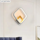 GobekUsa White Rhombus Wall Sconce Modern LED Acrylic Light with Wood Detail in White/Warm Light