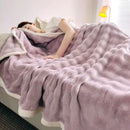 GobekUsa Bubble Velvet Blanket: Soft Cozy Flannel Sofa Cover, Single/Double, Office Nap & Air Conditioning