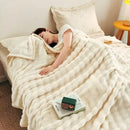 GobekUsa Bubble Velvet Blanket: Soft Cozy Flannel Sofa Cover, Single/Double, Office Nap & Air Conditioning