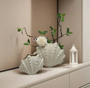 Ceramic Clam Shell Vase for Terrarium Arrangements and Modern Home Decor