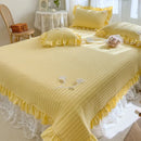 GobekUsa Handmade Lace Flowers Quilted Bedspread Coverlet Queen Double Mattress Cover