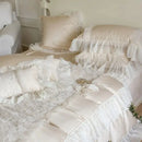 GobekUsa French Lace Ruffles Flowers Bedding Set: Duvet Cover, Sheet Set, Pillowcases