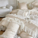 GobekUsa French Lace Ruffles Flowers Bedding Set: Duvet Cover, Sheet Set, Pillowcases