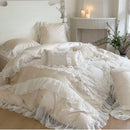 GobekUsa French Lace Ruffles Flowers Bedding Set: Duvet Cover, Sheet Set, Pillowcases