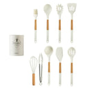 GobekUsa 10/13 PCS Silicone Kitchen Cookware Set - High Temperature Resistant Non-Stick with Wooden Handle