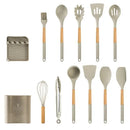 GobekUsa 10/13 PCS Silicone Kitchen Cookware Set - High Temperature Resistant Non-Stick with Wooden Handle