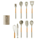 GobekUsa 10/13 PCS Silicone Kitchen Cookware Set - High Temperature Resistant Non-Stick with Wooden Handle