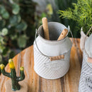 White Small Iron Flower Garden Barrel