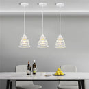 White spiral iron cage ring pendant light kitchen living room by Decorbites