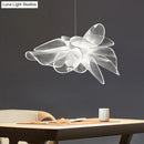 GobekUsa White Tulle-Like Floral Chandelier LED Cafe Light Fixture