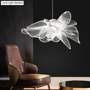 GobekUsa White Tulle-Like Floral Chandelier LED Cafe Light Fixture