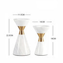 GobekUsa Golden Metal & White Volakos Marble Wedding Candlesticks