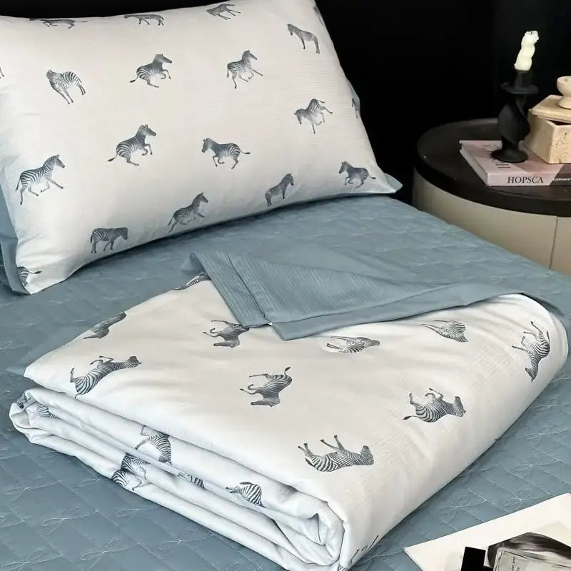 GobekUsa Cool Silk Summer Quilt Set with Sheets & Pillowcases