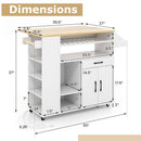Rolling Kitchen Island Cart with Power Outlet for Dining Room-White and Natural by LJGDeals