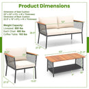 4 Piece Patio Rattan Furniture Set with 2-Tier Coffee Table-White by LJGDeals