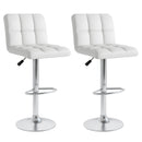 Set of 2 Square Swivel Adjustable PU Leather Bar Stools with Back and Footrest-Black by DirectDeals