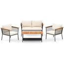 4 Piece Patio Rattan Furniture Set with 2-Tier Coffee Table-White by LJGDeals