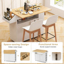 Rolling Kitchen Island Cart with Power Outlet for Dining Room-White and Natural by LJGDeals