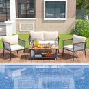 4 Piece Patio Rattan Furniture Set with 2-Tier Coffee Table-White by LJGDeals
