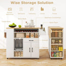 Rolling Kitchen Island Cart with Power Outlet for Dining Room-White and Natural by LJGDeals