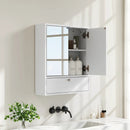 Double Door Wall-Mounted Bathroom Mirrored Medicine Cabinet-White by LJGDeals