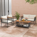 4 Piece Patio Rattan Furniture Set with 2-Tier Coffee Table-White by LJGDeals