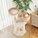 41 Inch Rattan Cat Tree with Napping Perch by LJGDeals