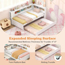 Twin Size Daybed Platform Bed Frame with Trundle and Bedside Shelves-White by LJGDeals