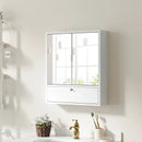 Double Door Wall-Mounted Bathroom Mirrored Medicine Cabinet-White by LJGDeals