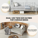 Metal Daybed Twin Bed Frame Stable Steel Slats Sofa Bed by LJGDeals