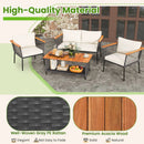 4 Piece Patio Rattan Furniture Set with 2-Tier Coffee Table-White by LJGDeals