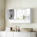 Double Door Wall-Mounted Bathroom Mirrored Medicine Cabinet-White by LJGDeals