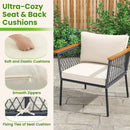 4 Piece Patio Rattan Furniture Set with 2-Tier Coffee Table-White by LJGDeals