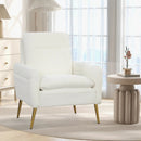 Upholstered Sherpa Modern Accent Armchair for Living Room-White by LJGDeals