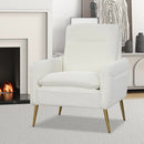 Upholstered Sherpa Modern Accent Armchair for Living Room-White by LJGDeals