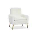 Upholstered Sherpa Modern Accent Armchair for Living Room-White by LJGDeals