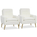 Upholstered Sherpa Modern Accent Armchair for Living Room-White by LJGDeals